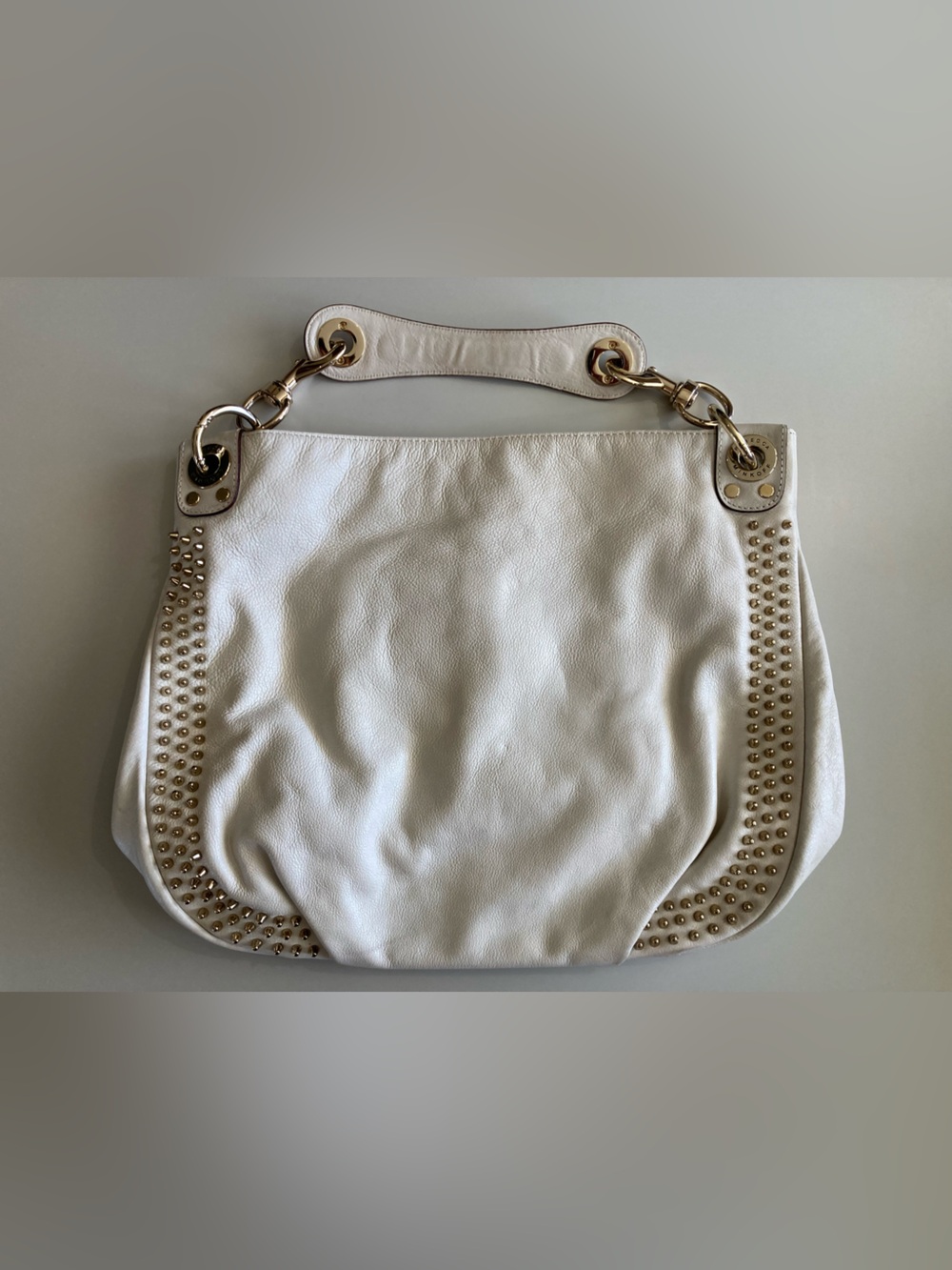 Rebecca Minkoff White Leather Hobo with Gold Studs